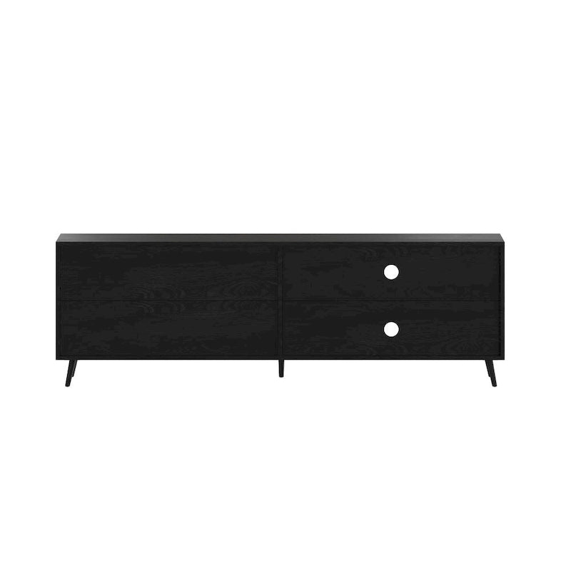 Mueble para TV de estilo moderno de mediados de siglo con estantes ajustables y 2 cajones