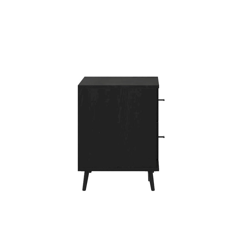 Mueble para TV de estilo moderno de mediados de siglo con estantes ajustables y 2 cajones