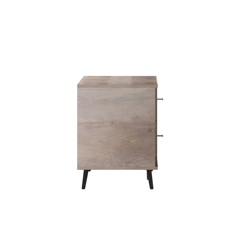 Mueble para TV de estilo moderno de mediados de siglo con estantes ajustables y 2 cajones