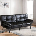 Futon Sofa Bed, Faux Leather Memory Foam Couch Futon Sets, Convertible Sofa Daybed, Love seat Sofa Bed for Small Space