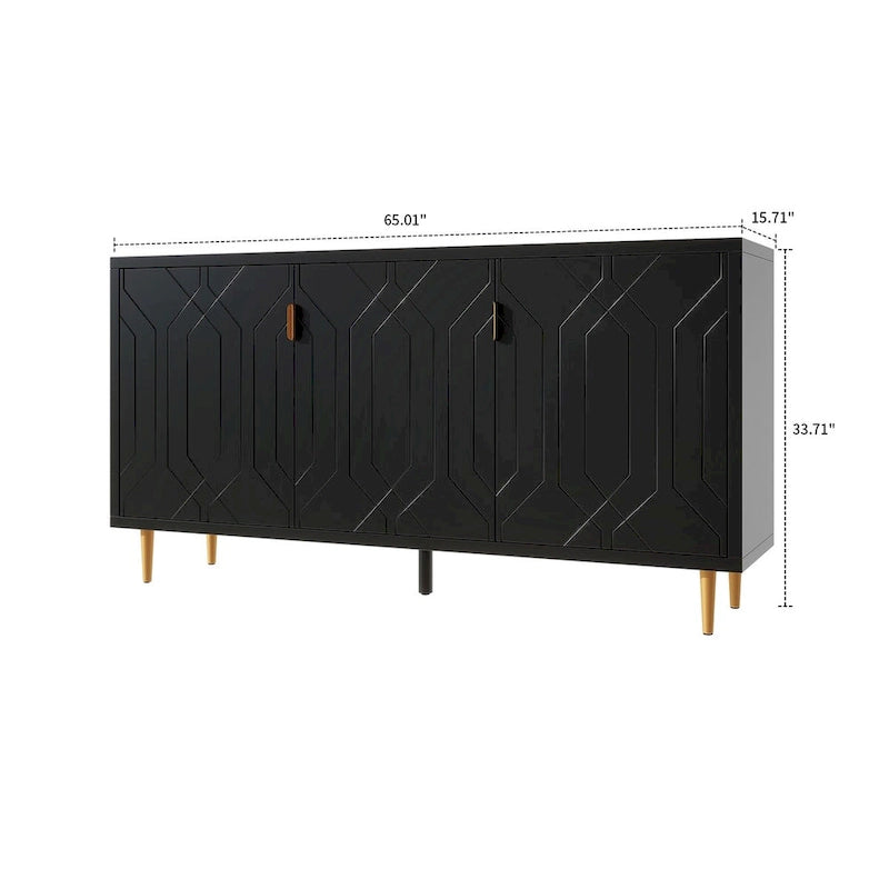 Houten dressoir in mid-century-stijl met 3 binnenplanken