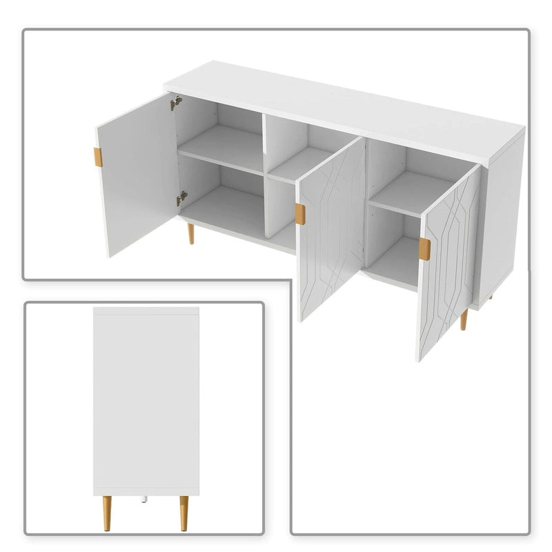 Houten dressoir in mid-century-stijl met 3 binnenplanken