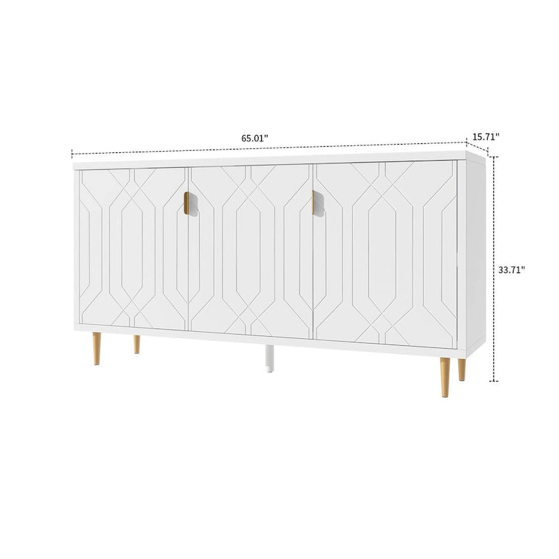 Houten dressoir in mid-century-stijl met 3 binnenplanken