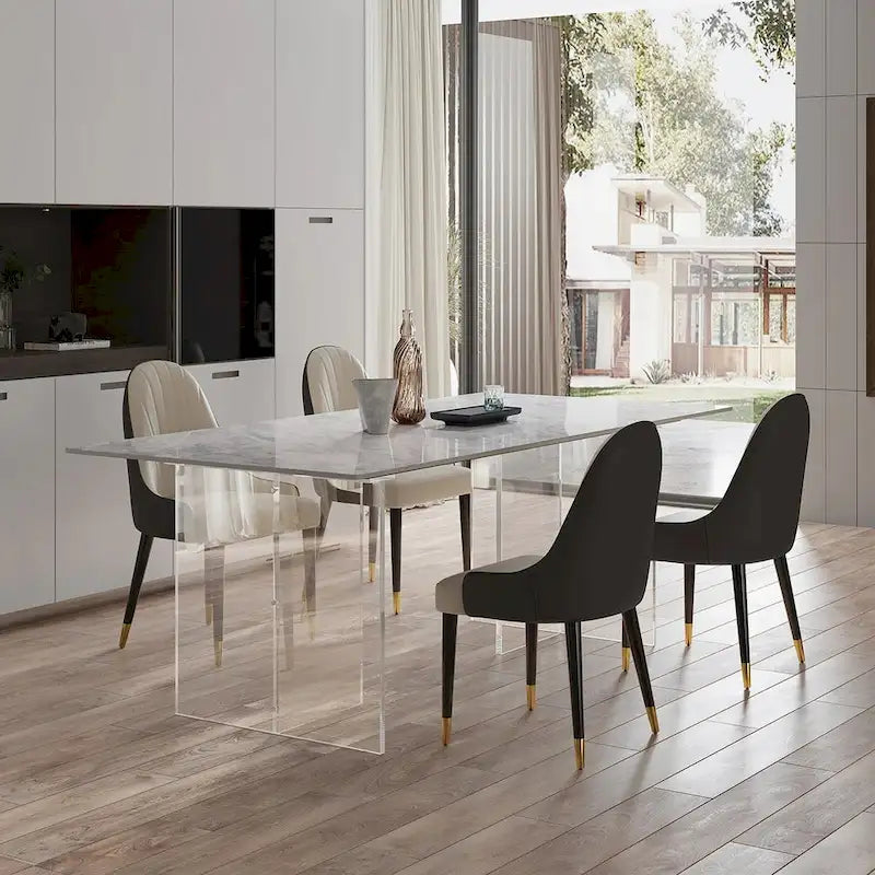 1.8 m Rectangular Sintered Stone Dining Table with Acrylic Legs
