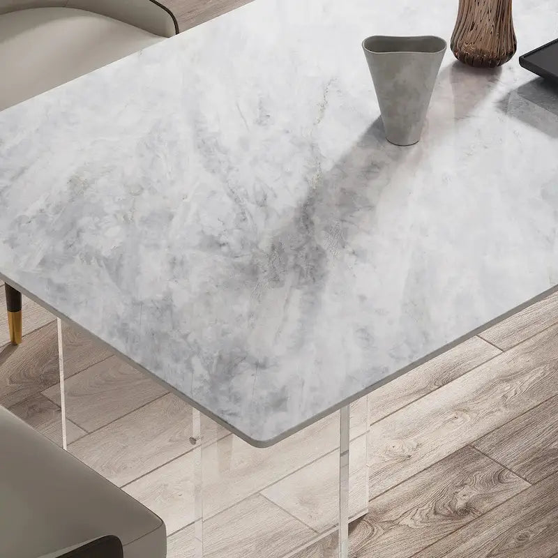 1.8 m Rectangular Sintered Stone Dining Table with Acrylic Legs