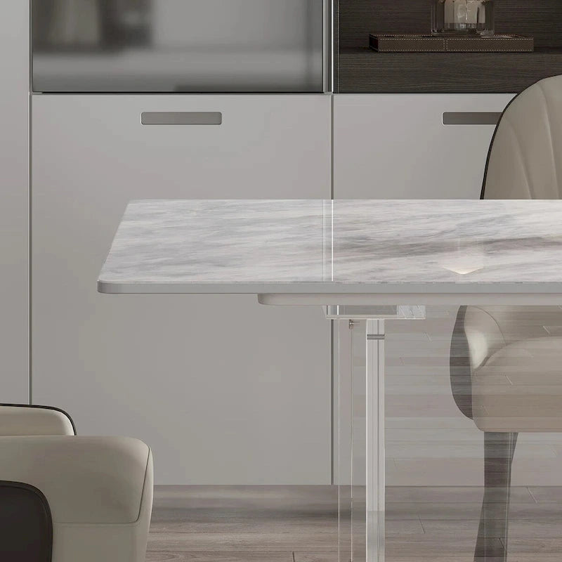 1.8 m Rectangular Sintered Stone Dining Table with Acrylic Legs