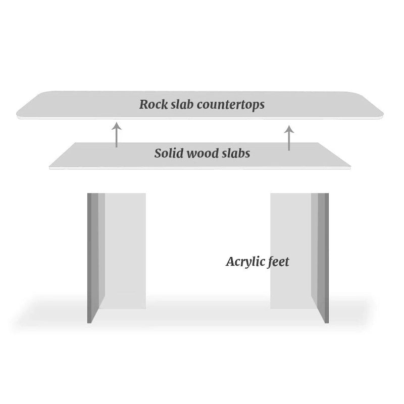 1.8 m Rectangular Sintered Stone Dining Table with Acrylic Legs