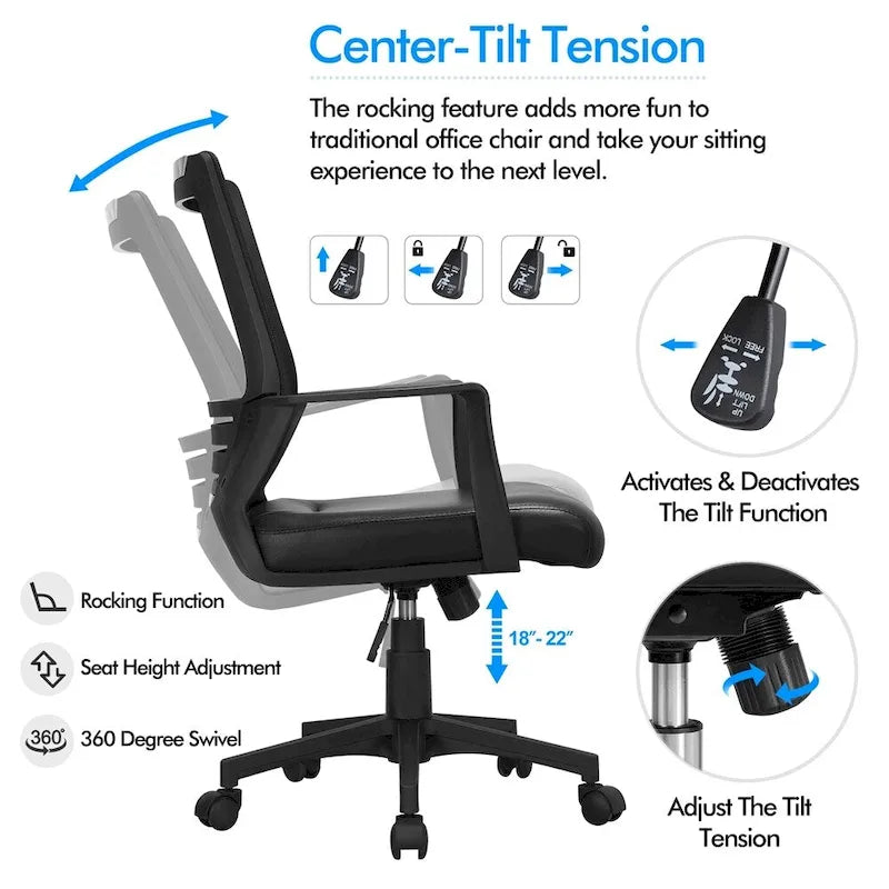 Silla de oficina de malla ajustable con soporte lumbar