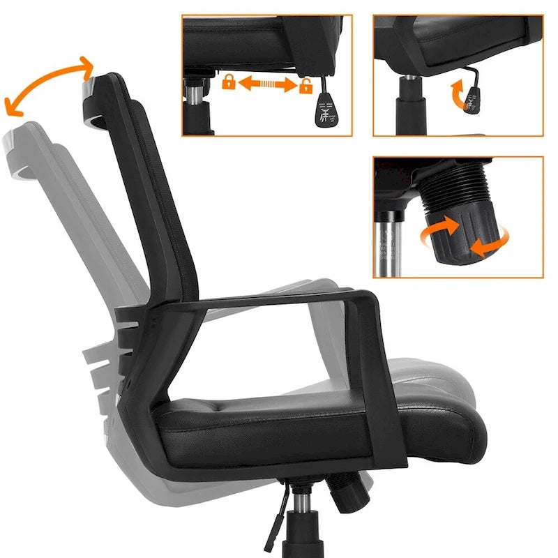 Silla de oficina de malla ajustable con soporte lumbar