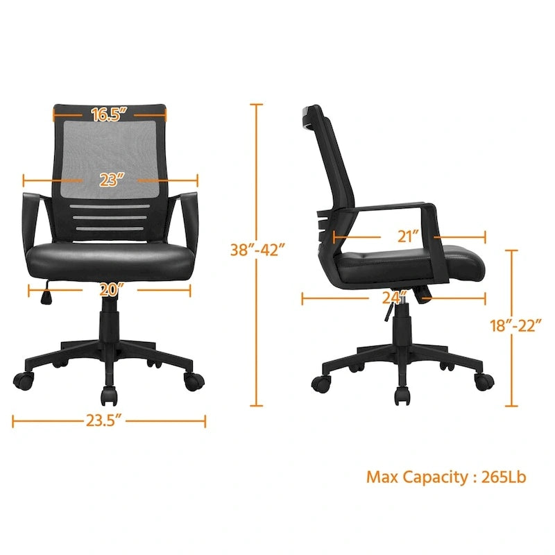 Silla de oficina de malla ajustable con soporte lumbar