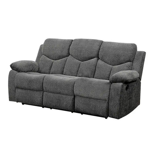Sofá reclinable manual gris de chenilla de 82 pulgadas con patas negras