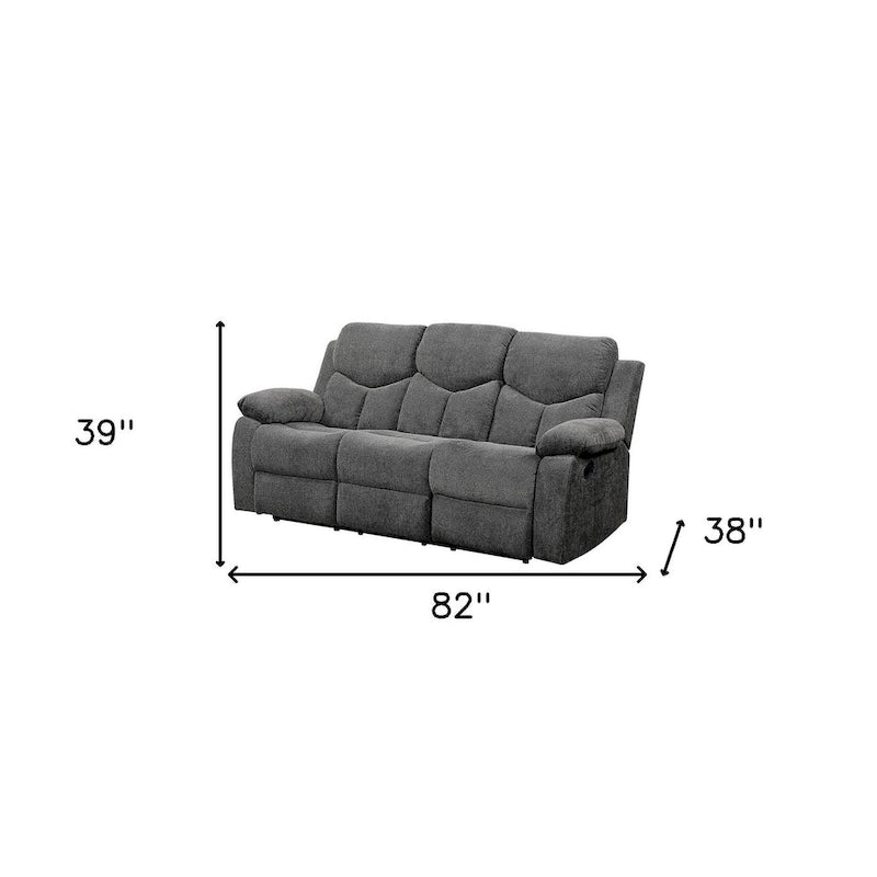 Grijze handmatig verstelbare chenille-relaxbank van 82 inch met zwarte poten