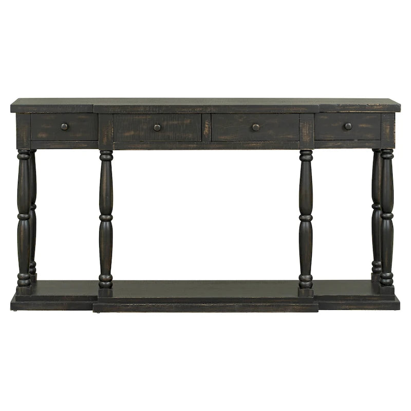 Mesa consola con 4 cajones y estante inferior