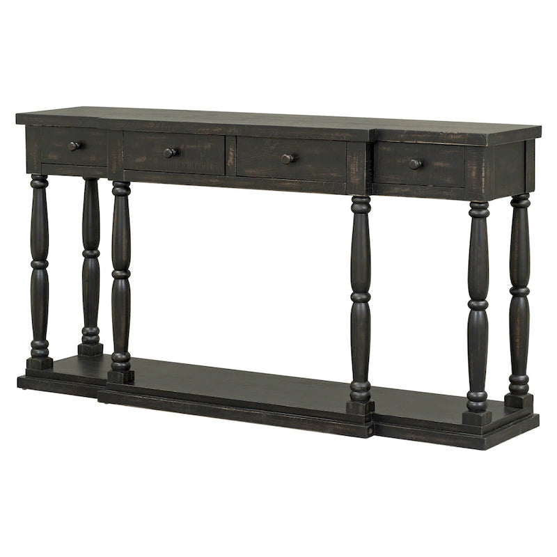 Mesa consola con 4 cajones y estante inferior