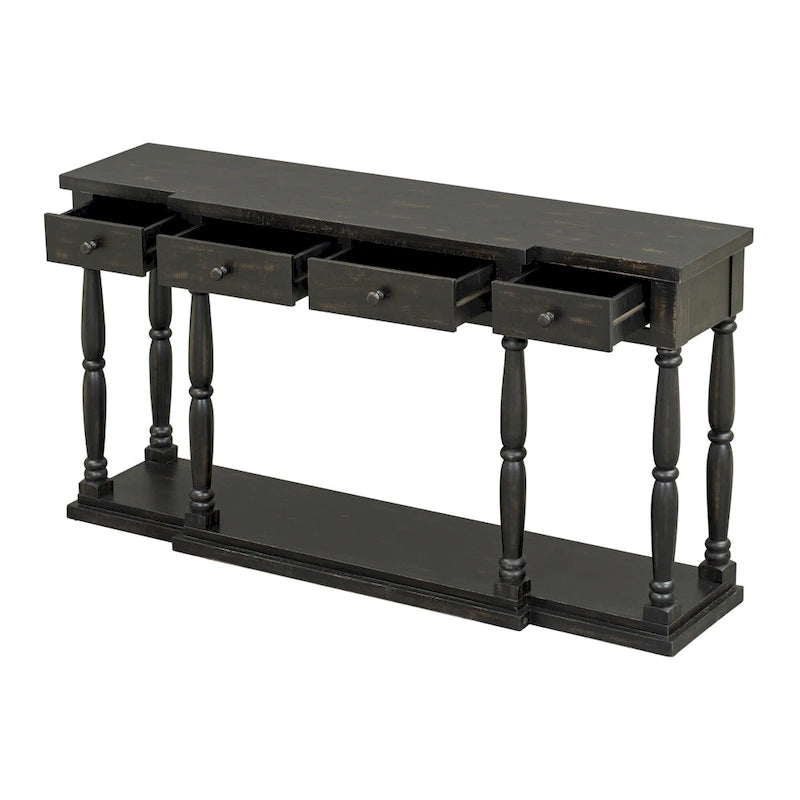 Mesa consola con 4 cajones y estante inferior