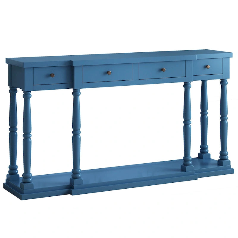Mesa consola con 4 cajones y estante inferior