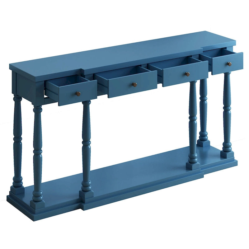 Mesa consola con 4 cajones y estante inferior
