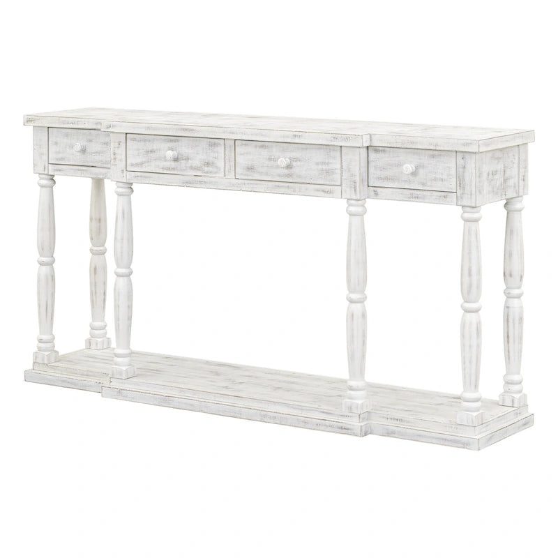 Mesa consola con 4 cajones y estante inferior