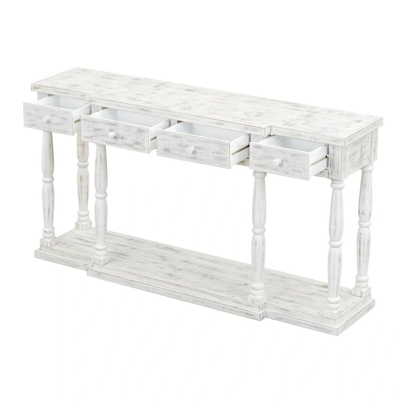 Mesa consola con 4 cajones y estante inferior