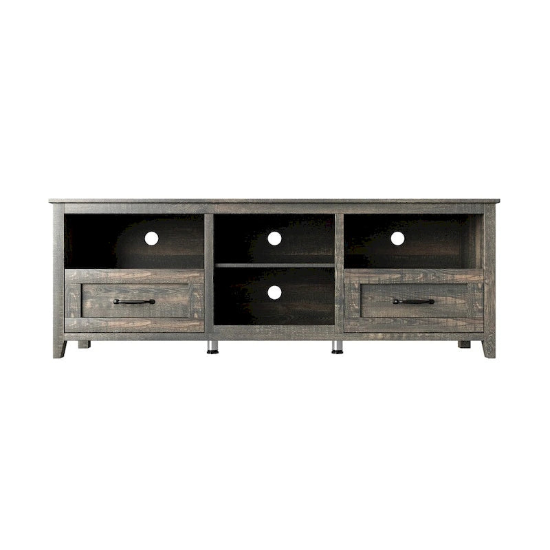 70-Zoll-TV-Schrank mit 2 Schubladen und 4 offenen Fächern