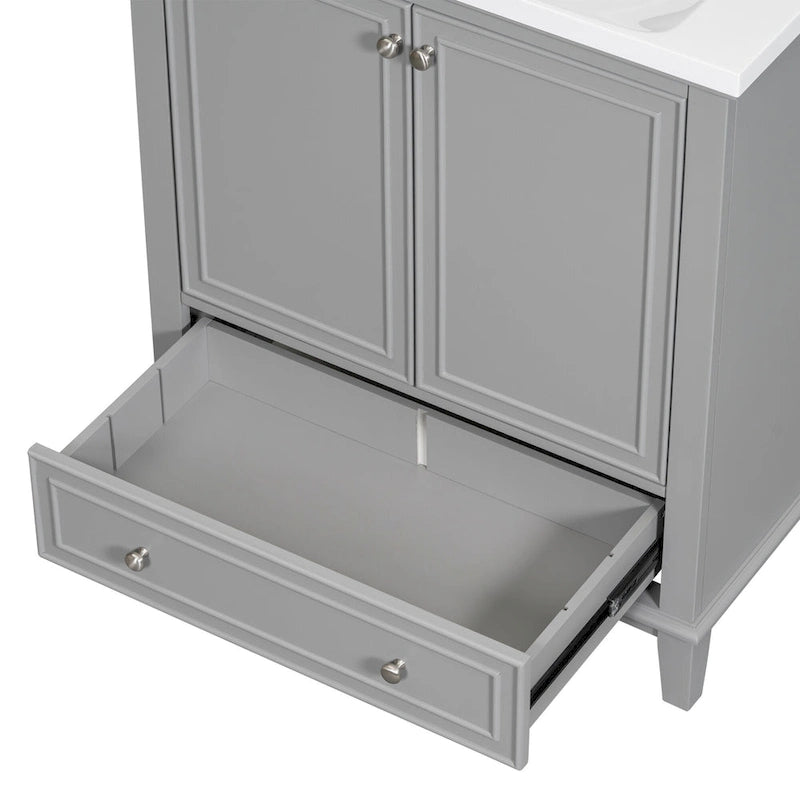 Mueble base para lavabo de baño con puertas, cajón y estante ajustable