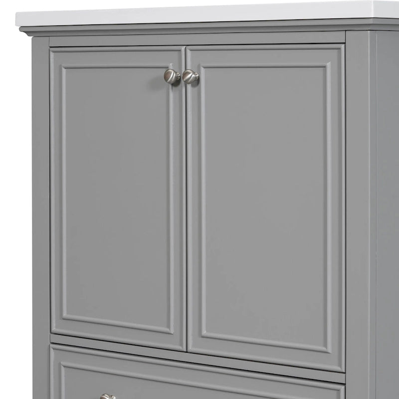 Mueble base para lavabo de baño con puertas, cajón y estante ajustable