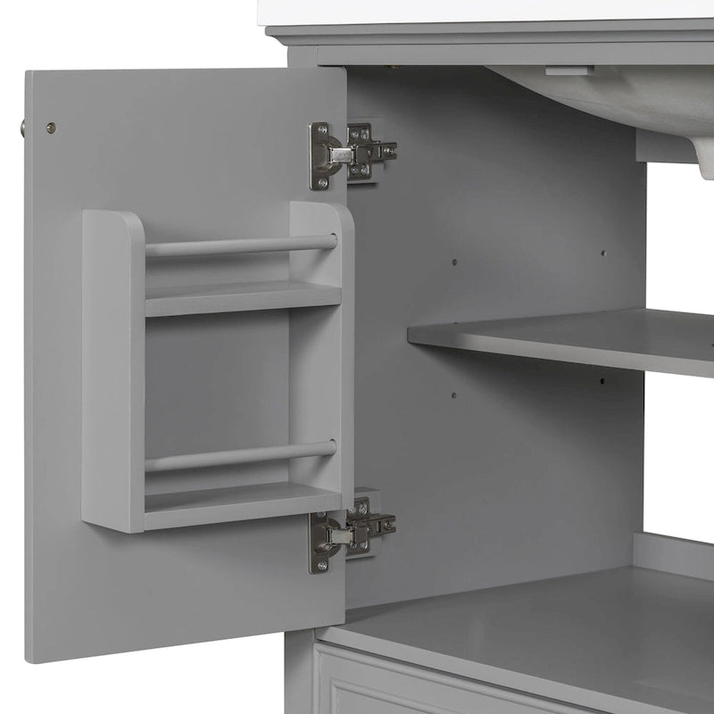 Mueble base para lavabo de baño con puertas, cajón y estante ajustable