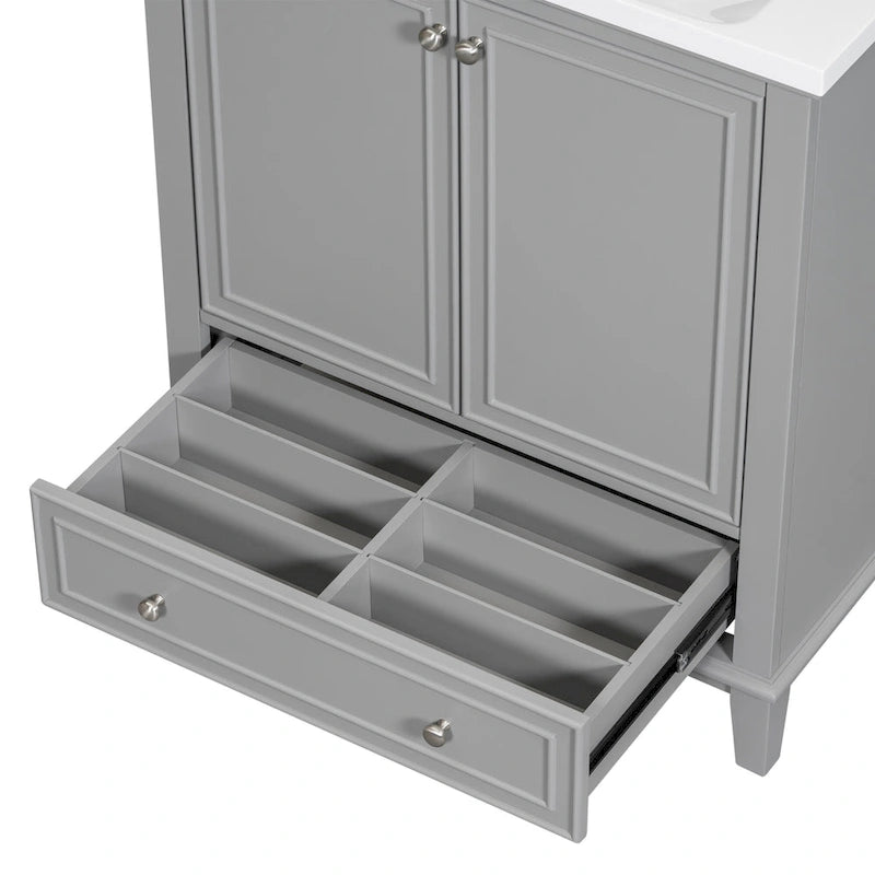 Mueble base para lavabo de baño con puertas, cajón y estante ajustable