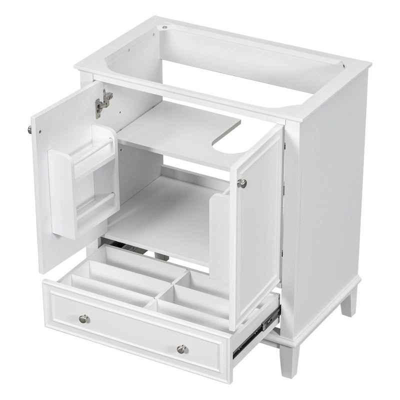 Mueble base para lavabo de baño con puertas, cajón y estante ajustable