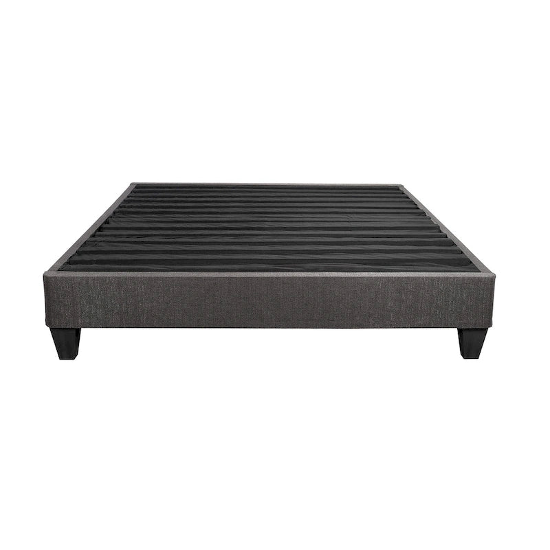 Estructura de cama de plataforma de tela gris oscuro